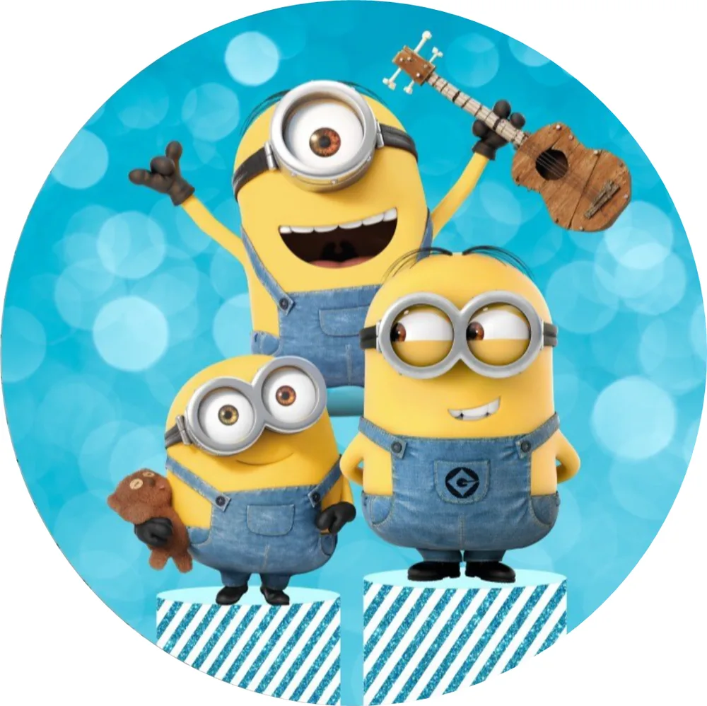 Mimoni – s ukulele na modrém – jedlý obrázek na dort – jedlý obrázek na dort