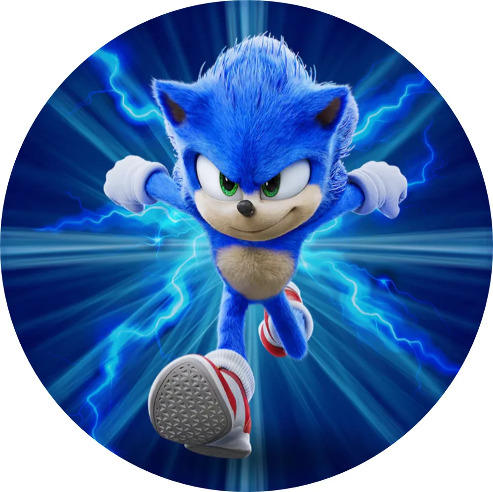 Sonic – v modrých blescích – jedlý obrázek na dort – jedlý obrázek na dort