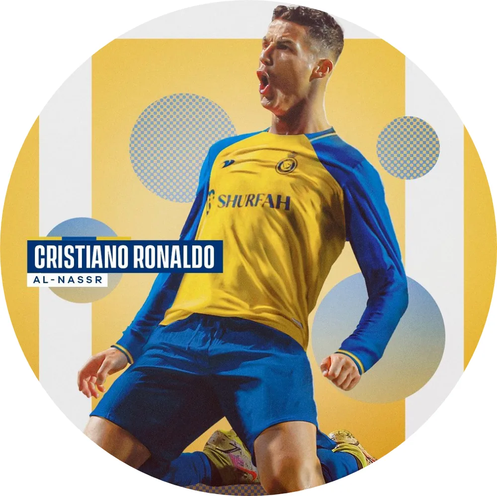 Cristiano Ronaldo – radost ve žlutém dresu – jedlý obrázek na dort – jedlý obrázek na dort