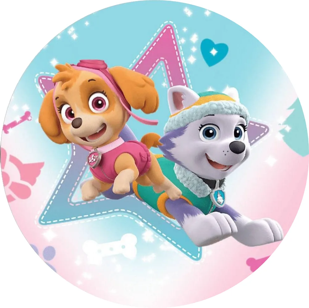 Paw Patrol – Tlapková Patrola – Skye a Everest ve hvězdě – jedlý obrázek na dort – jedlý obrázek na dort