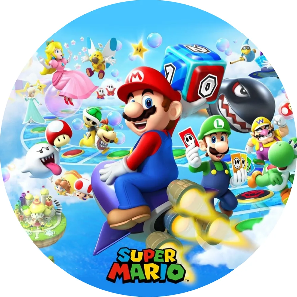 Super Mario – Mario v letu s kamarády – jedlý obrázek na dort – jedlý obrázek na dort
