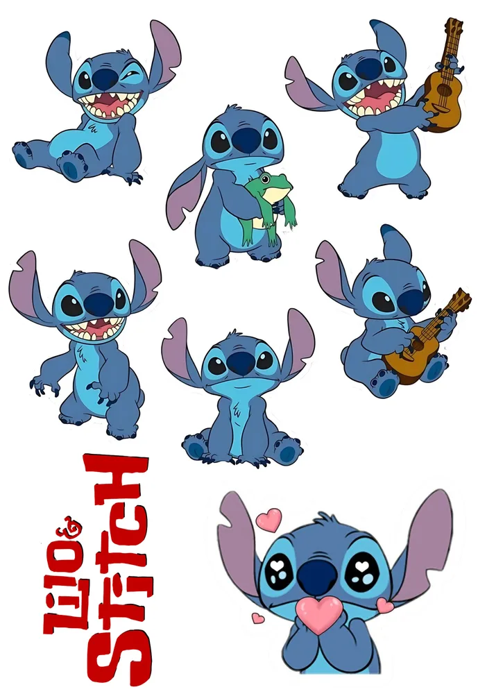 Lilo & Stitch – postavičky – jedlý papír na hranatý dort – jedlý obrázek na dort