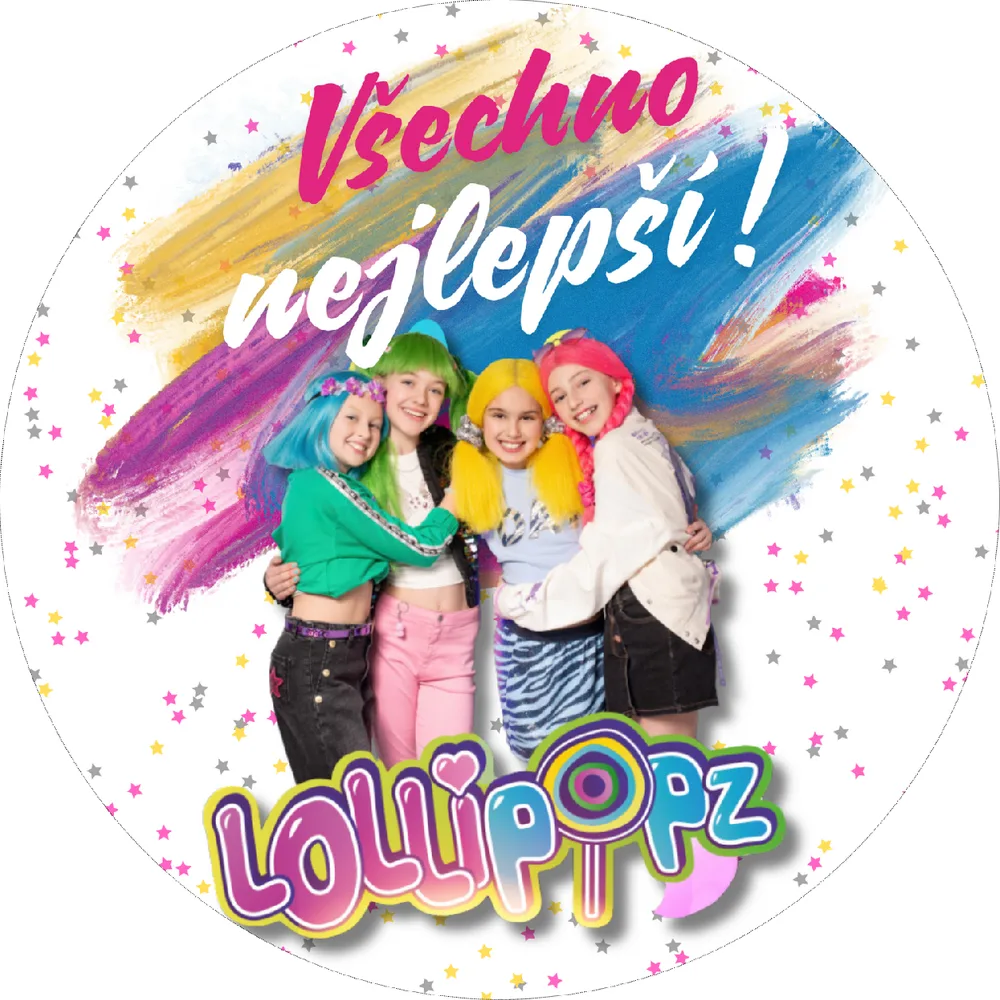 Lollipopz Vše nejlepší jedlý papír na dort i cupcakes – foto s nápisem – jedlý papír na cupcakes – jedlý obrázek na dort