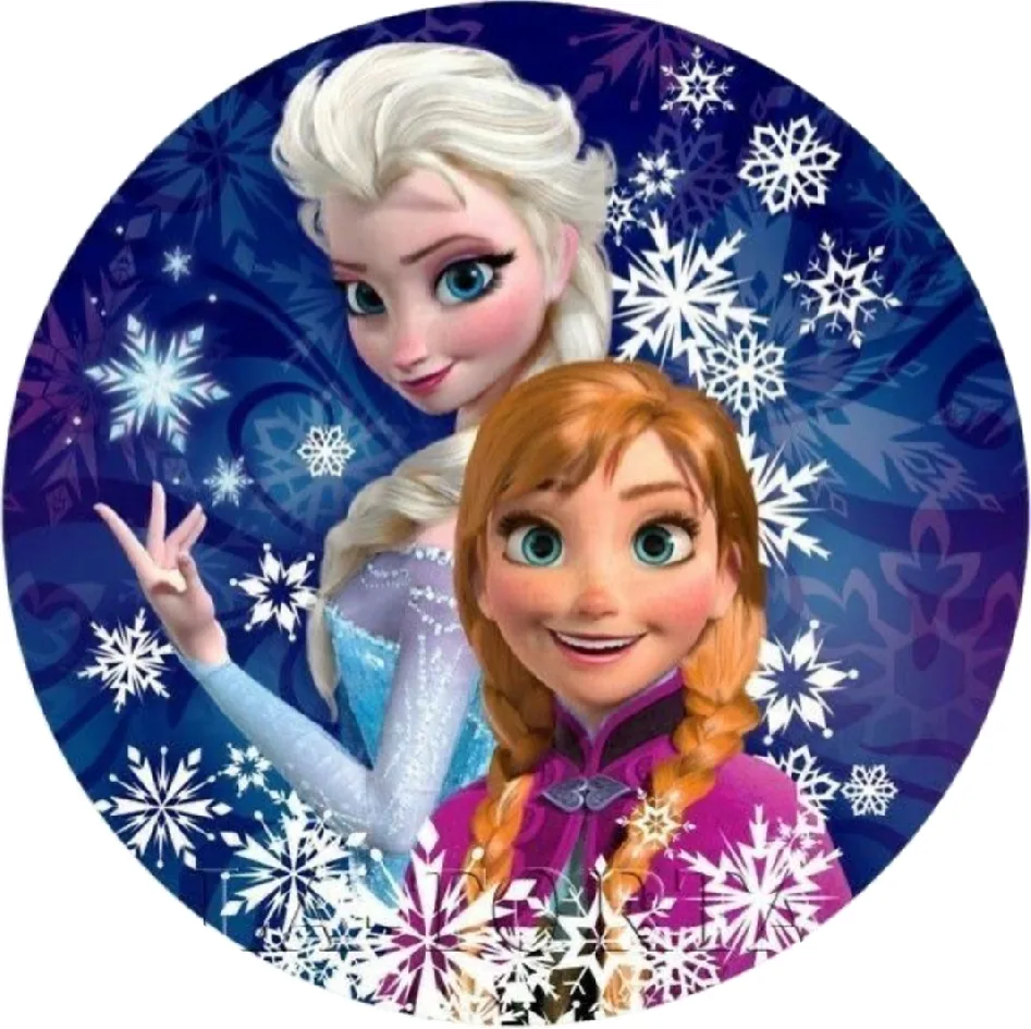 Frozen – Ledové Království – sestry ve vločkách – jedlý obrázek na dort – jedlý obrázek na dort