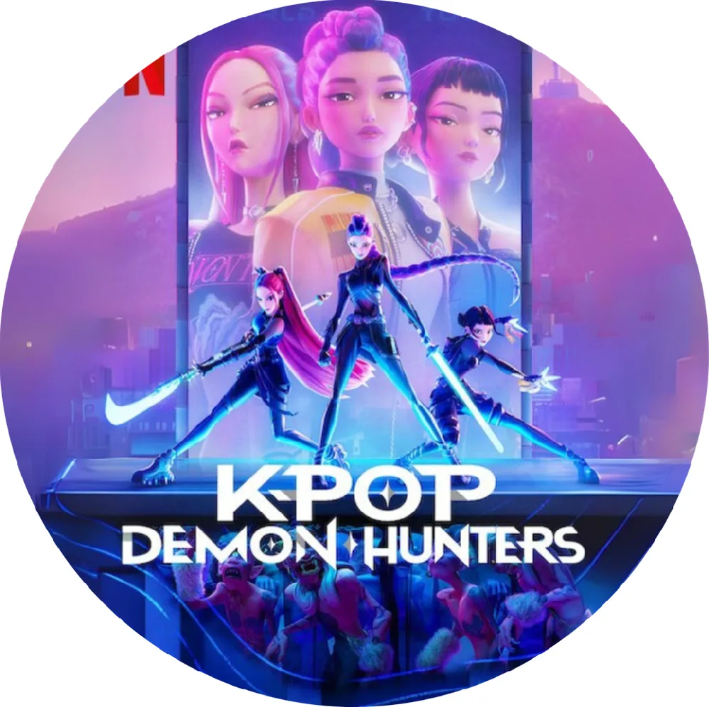 K Pop – Demon Hunters – Lovkyně Démonů – plakát s logem – jedlý obrázek na dort – jedlý obrázek na dort