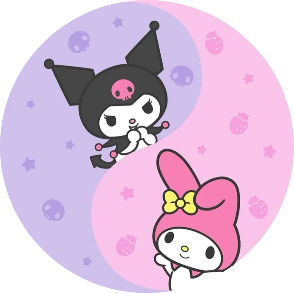 Kuromi – s My Melody – jedlý obrázek na dort – jedlý obrázek na dort