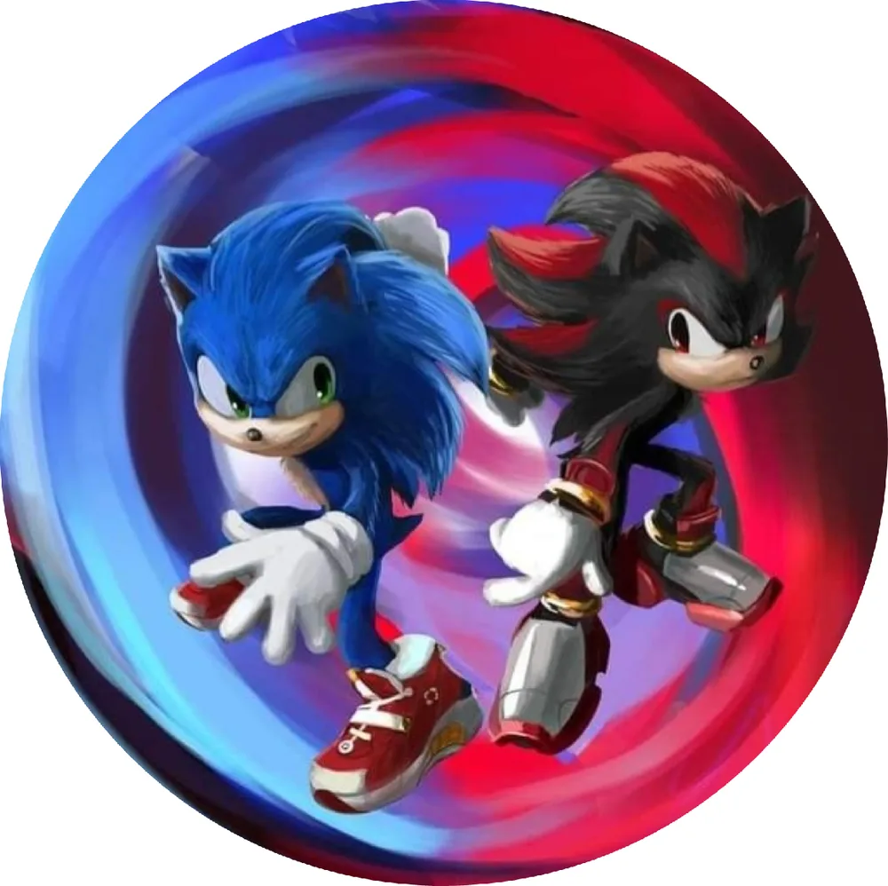 Sonic – Sonic a Shadow ve víru – jedlý obrázek na dort – jedlý obrázek na dort