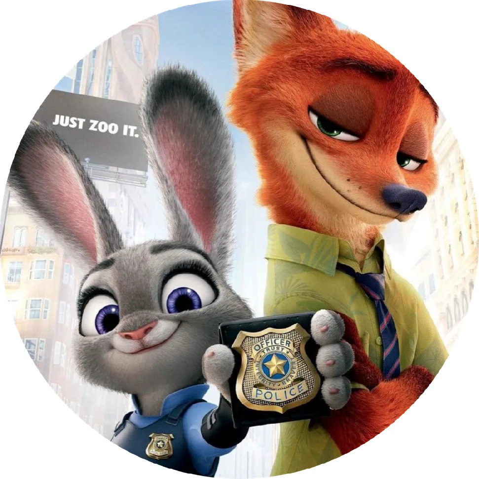 Zootopia – Judy s odznakem a Nick – jedlý obrázek na dort – jedlý obrázek na dort