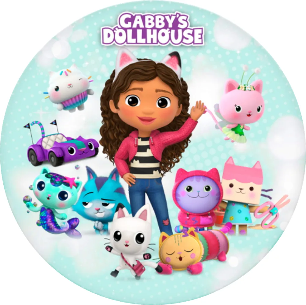 Gábinin Kouzelný Domek – s logem Gabby's Dollhouse – jedlý obrázek na dort – jedlý obrázek na dort