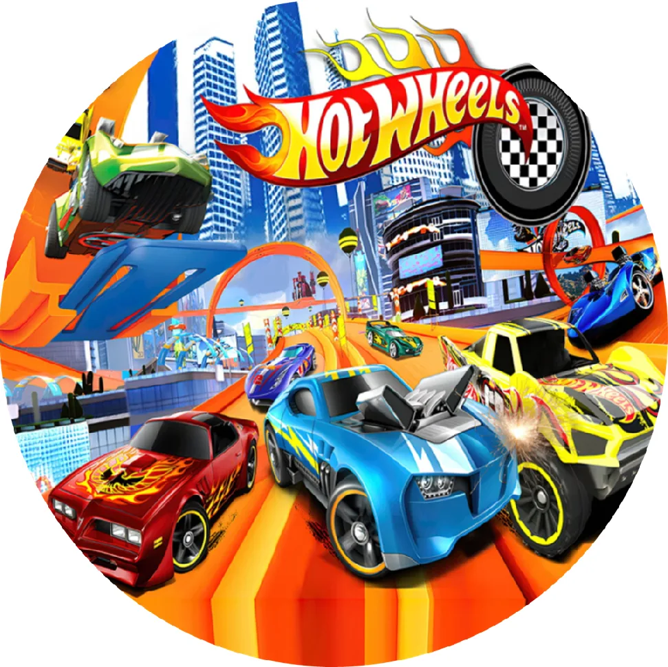 Hot Wheels – závody ve městě – jedlý obrázek na dort – jedlý obrázek na dort
