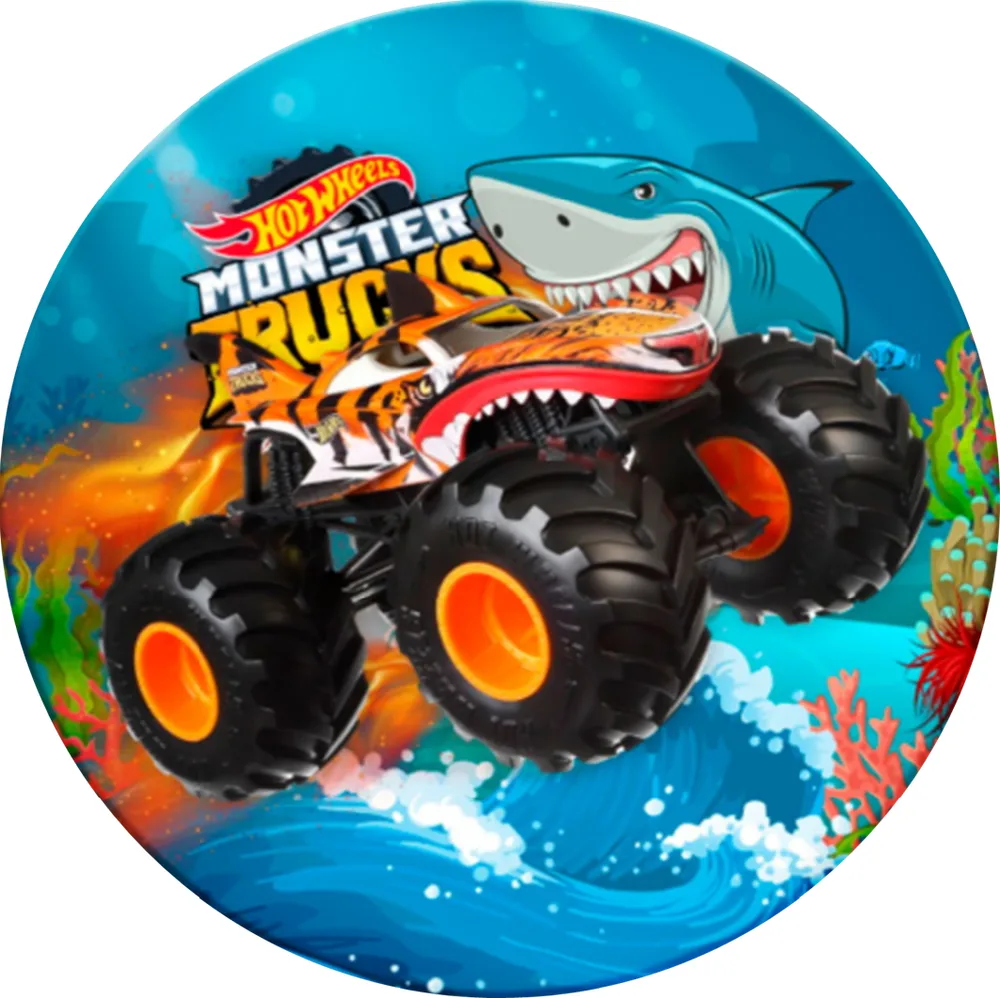 Hot Wheels – Monster Trucks se žralokem – jedlý obrázek na dort – jedlý obrázek na dort