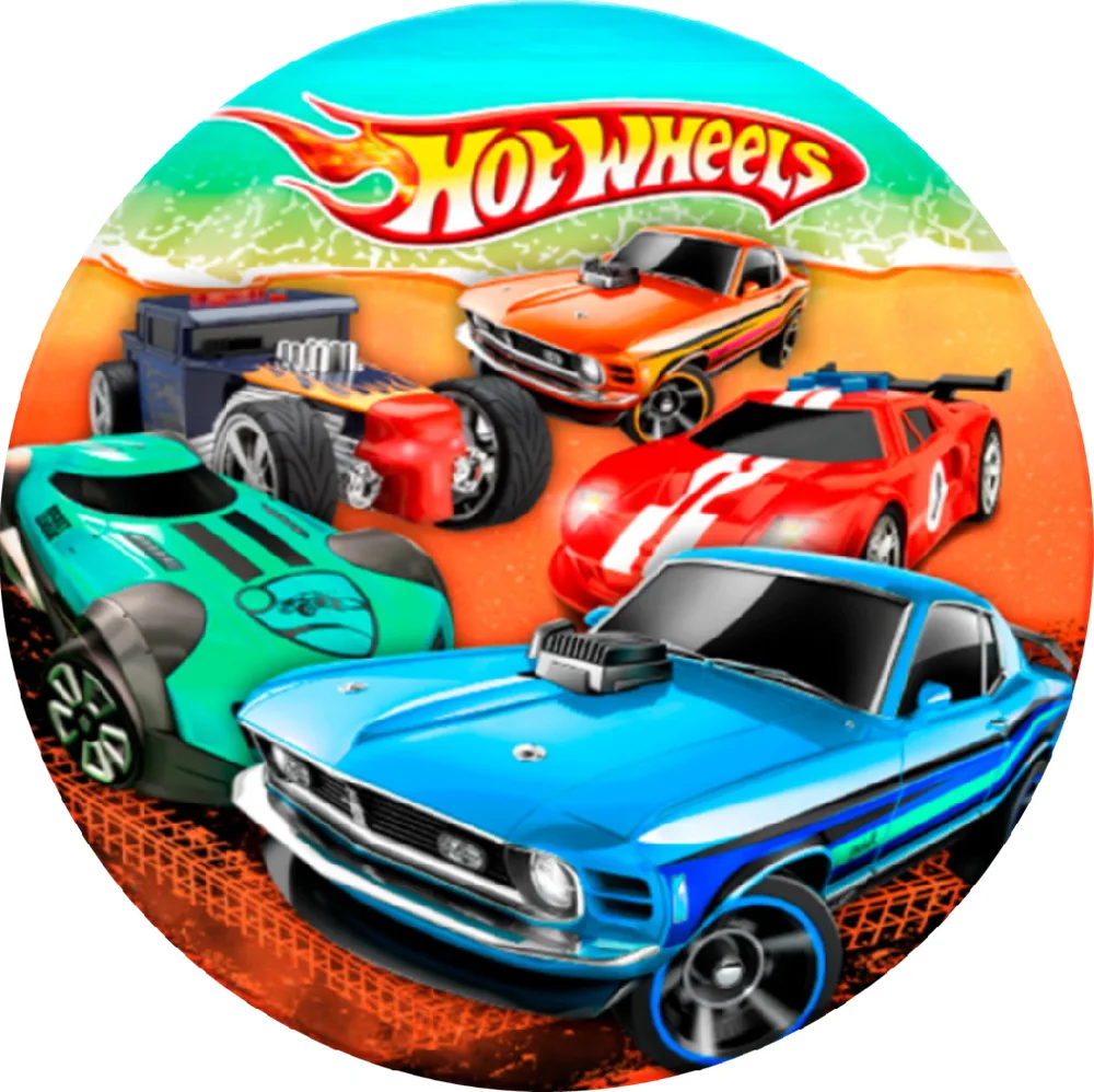 Hot Wheels – barevná auta v zatáčce – jedlý obrázek na dort – jedlý obrázek na dort