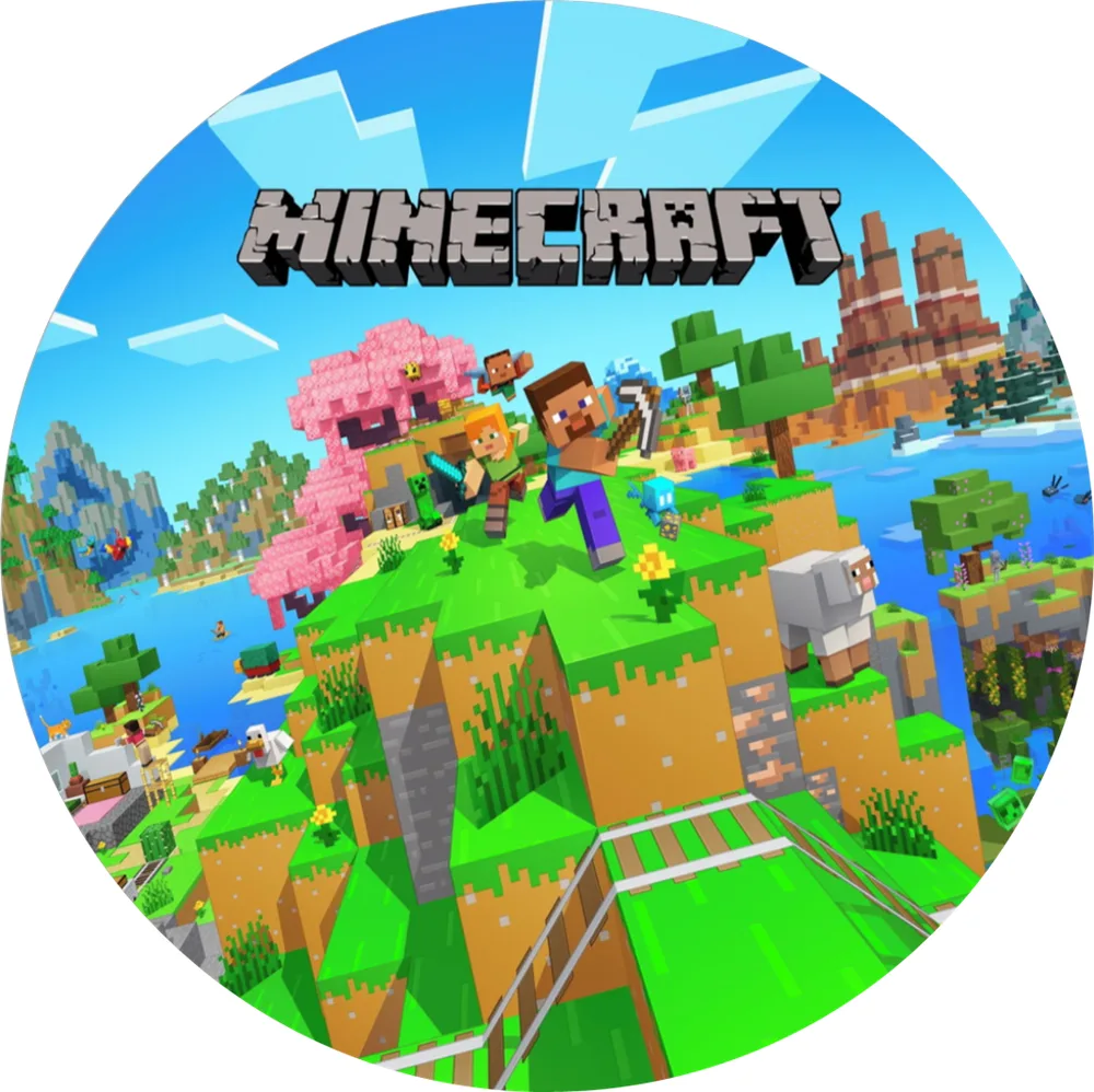 Minecraft – Alex na plovoucím ostrově – jedlý obrázek na dort – jedlý obrázek na dort