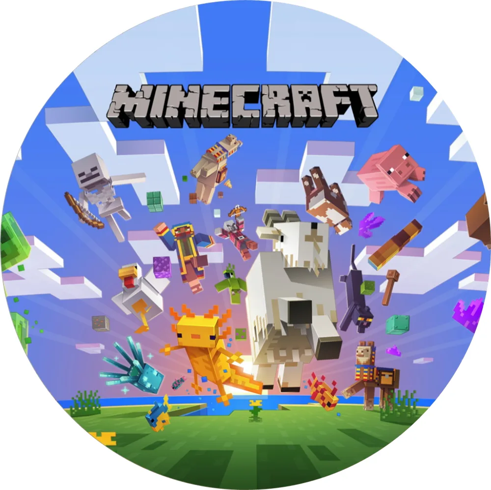 Minecraft – bílá lama a hrdinové – jedlý obrázek na dort – jedlý obrázek na dort