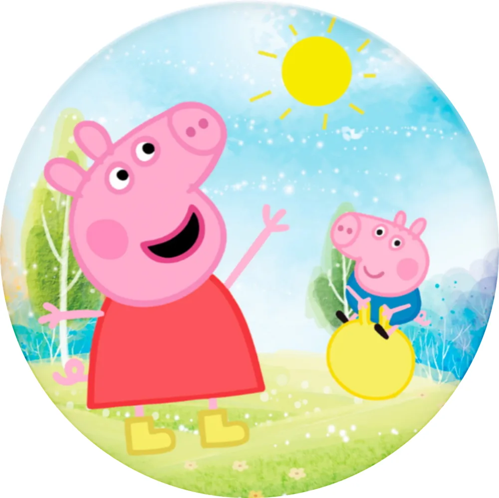 Prasátko Peppa – s Georgem a sluníčkem – jedlý obrázek na dort – jedlý obrázek na dort
