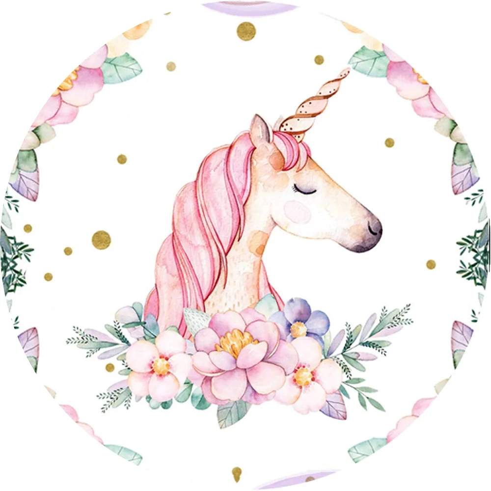 Unicorn – akvarelový s květy – jedlý obrázek na dort – jedlý obrázek na dort