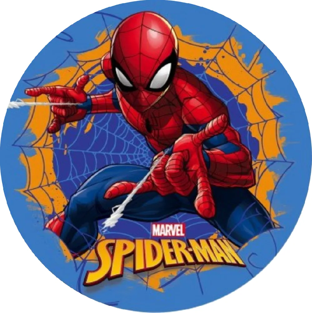 Spiderman – logo Marvel a pavučina – jedlý obrázek na dort – jedlý obrázek na dort
