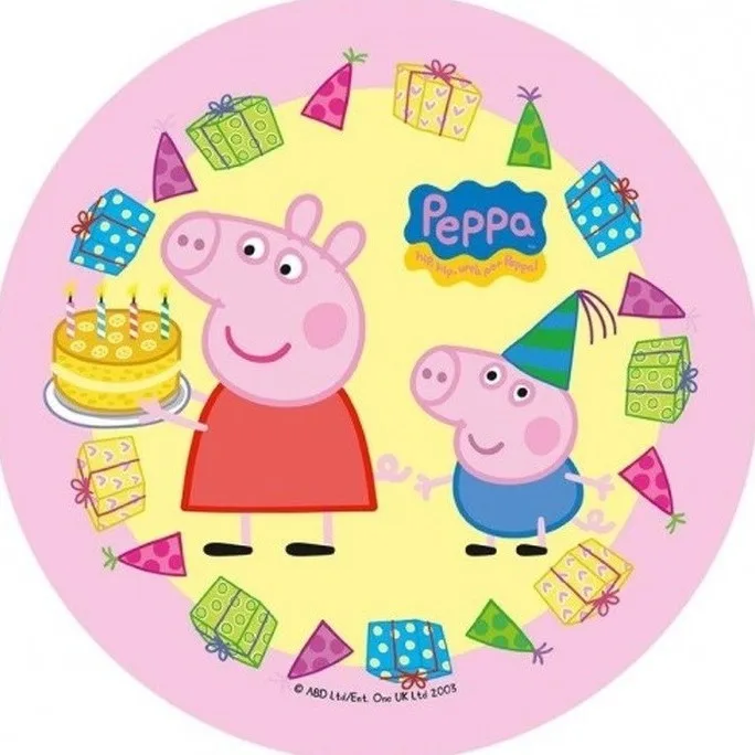 Prasátko Peppa – Narozeniny – jedlý obrázek na dort – jedlý obrázek na dort