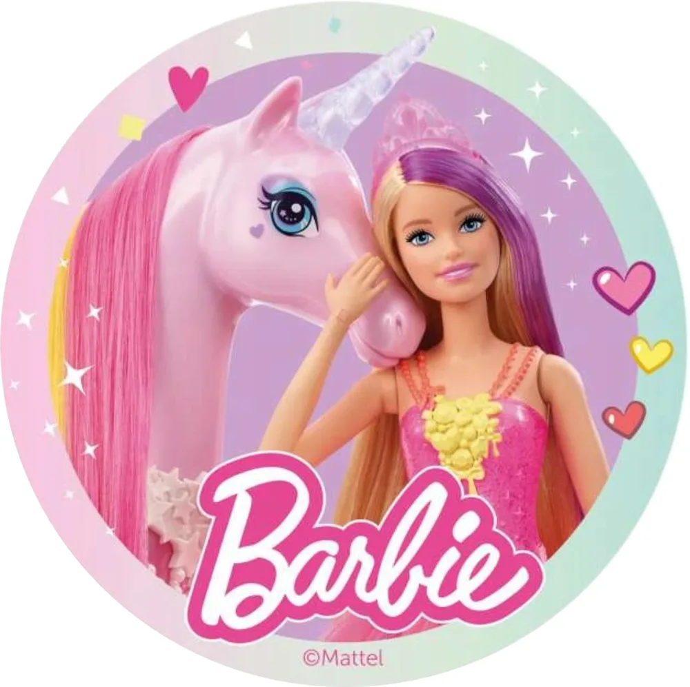 Barbie – Unicorn – jedlý obrázek na dort – jedlý obrázek na dort