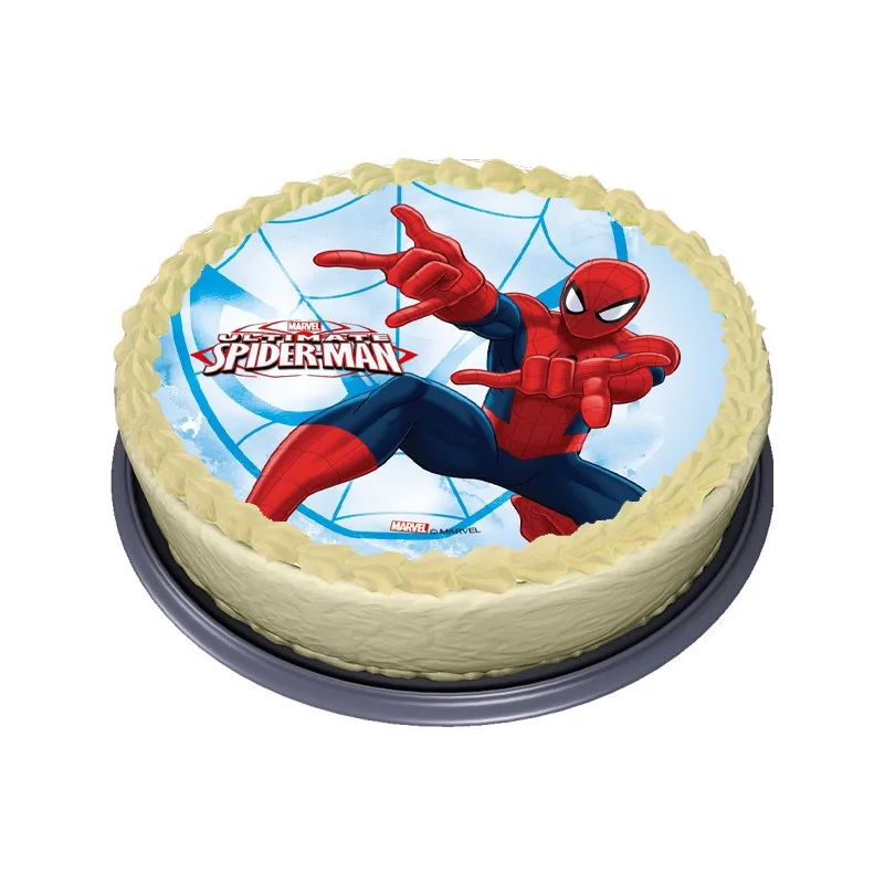 Spiderman – skok na modrém pozadí – jedlý obrázek na dort – jedlý obrázek na dort