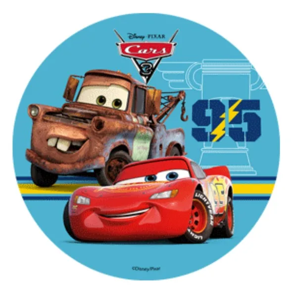 Cars 3 – Burák a Blesk s číslem 95 – jedlý obrázek na dort – jedlý obrázek na dort
