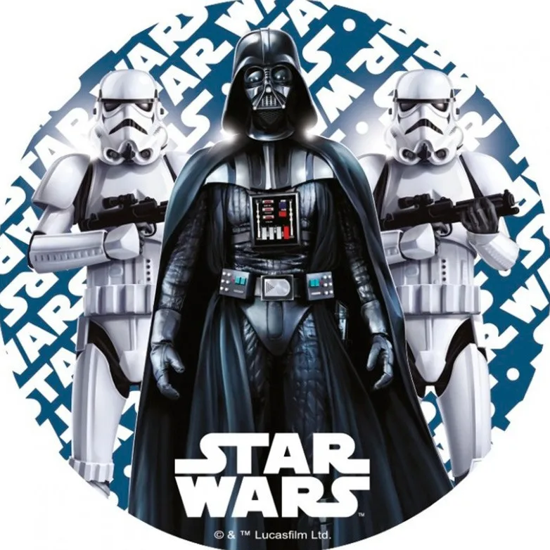 Star Wars – Vader a stormtroopeři na modrém – jedlý obrázek na dort – jedlý obrázek na dort
