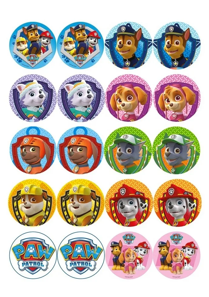 Tlapková patrola – Paw patrol – 20 koleček celé party – jedlý papír na cupcakes – jedlý obrázek na dort