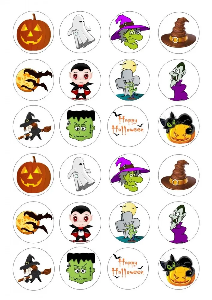 Halloween, cupcakes – jedlý papír na cupcakes – jedlý obrázek na dort