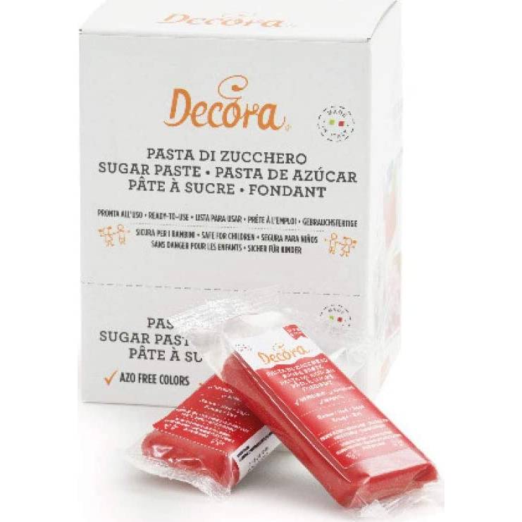 Extra tvrdá potahovací hmota 100 g červená – Decora