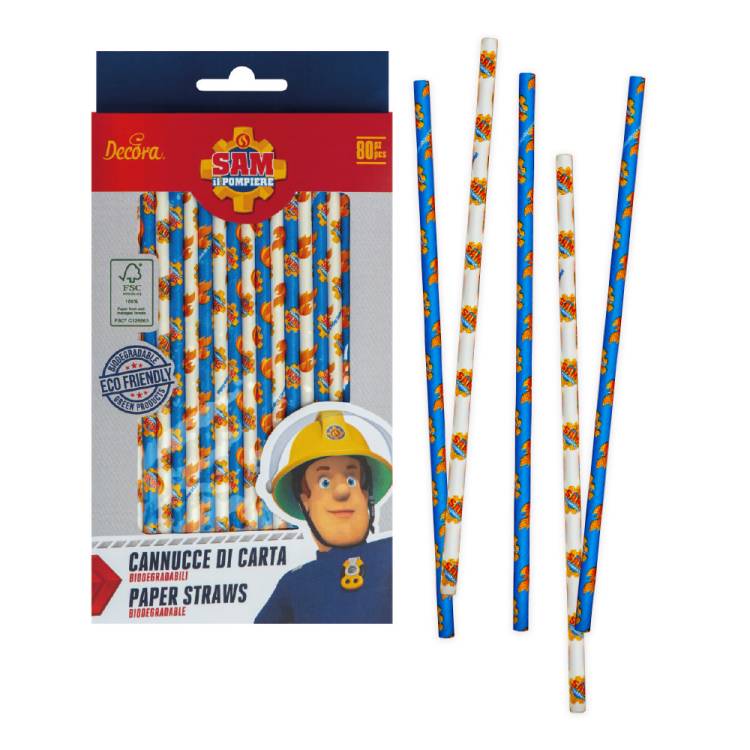 Papírová brčka Decora Požárník Sam (80 ks)