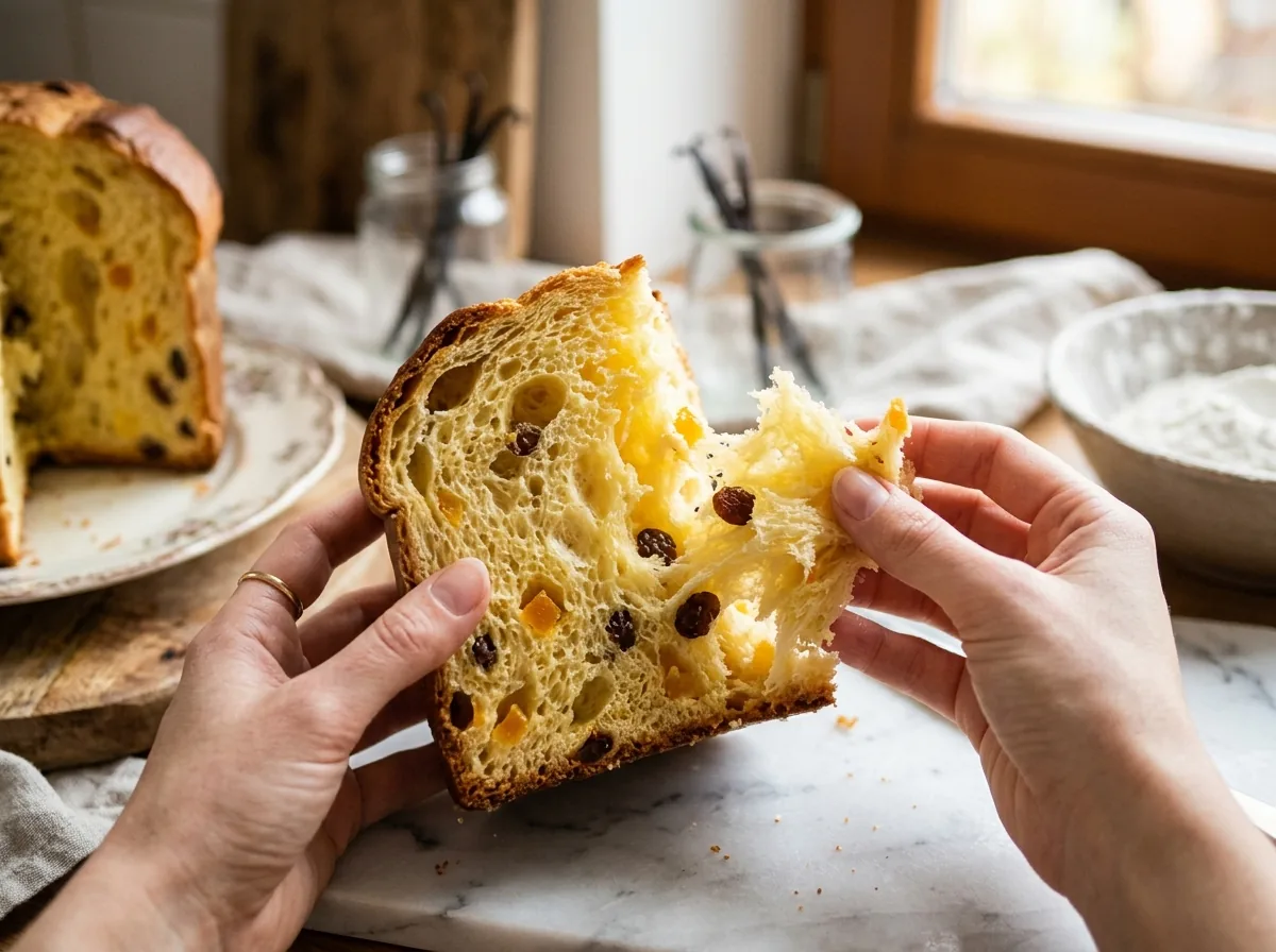 Vláčná a nadýchaná střídka panettone s rozinkami a kandovaným ovocem