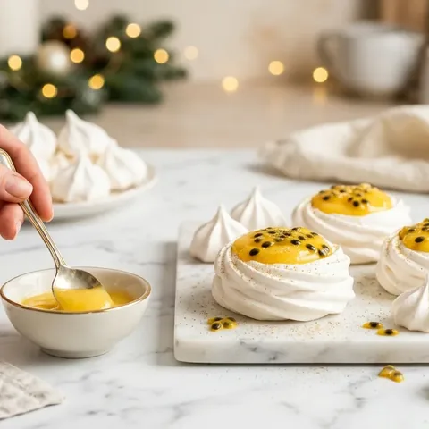 Sněhové cukroví plněné ovocem: pusinky s lemon curd a maracujou, trend letošních Vánoc