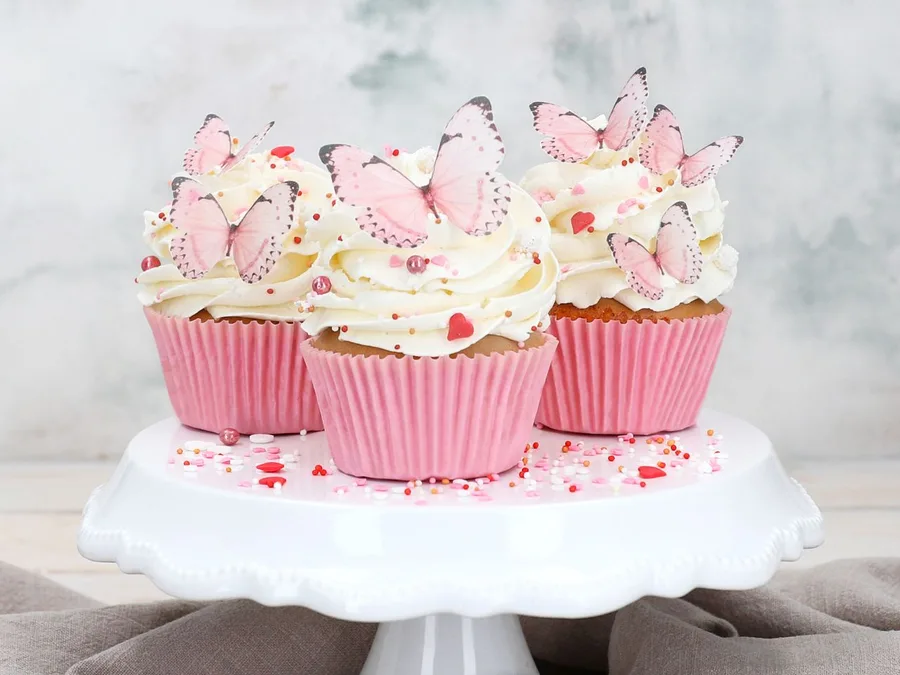 Růžoví motýlci z jedlého papíru 29 ks – Cake Masters