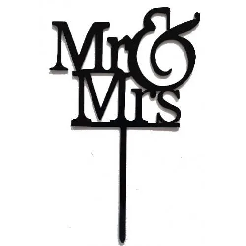 Plastový zápich do dortu Mr & Mrs černý