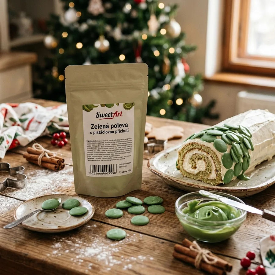 Zelená poleva s pistáciovou příchutí 250 g – SweetArt