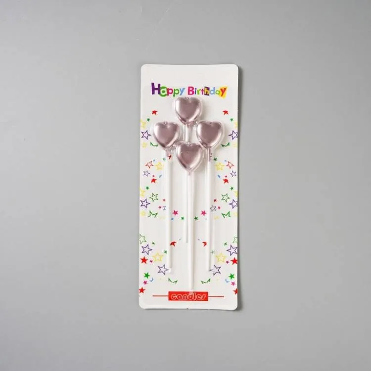 Dortové svíčky Srdce fialové 14 cm (4 ks)