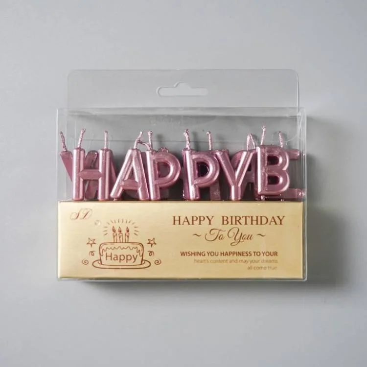 Narozeninové svíčky Happy Birthday růžovo-zlaté, 13 ks