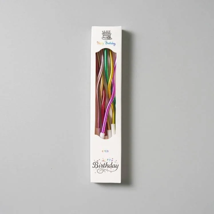 Svíčky spirálové metalické barevné 10 cm (6 ks)