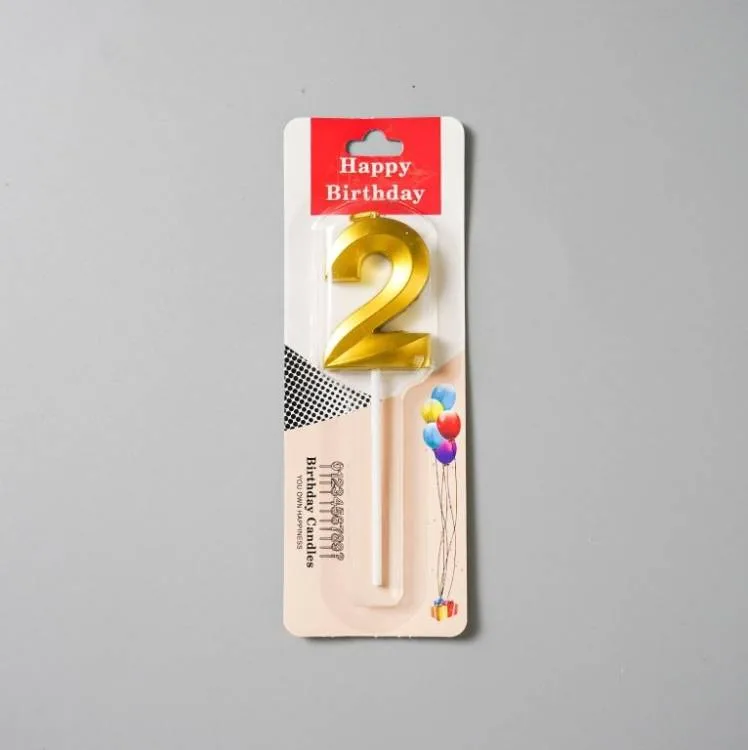 Dortová svíčka zlatá číslo 2 – 4,5 cm