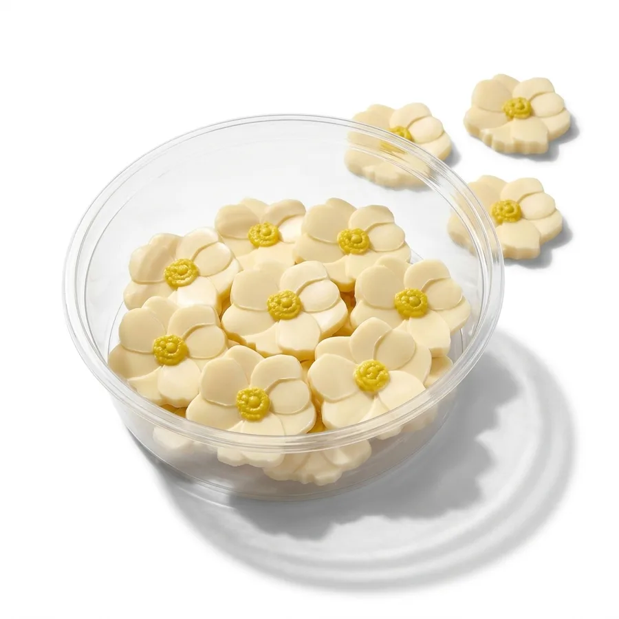 Čokoládová dekorace květy Magnolia bílá 10 ks – 4Cake