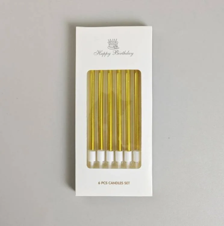 Dortové svíčky Elegant metalické zlaté 10 cm, 6 ks