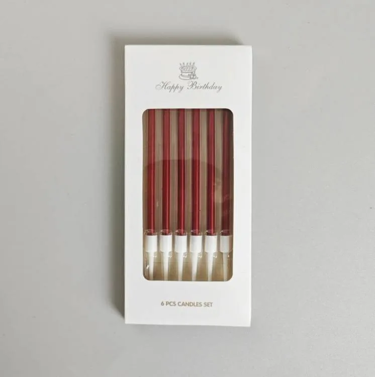 Dortové svíčky Elegant bordové metalické 10 cm (6 ks)