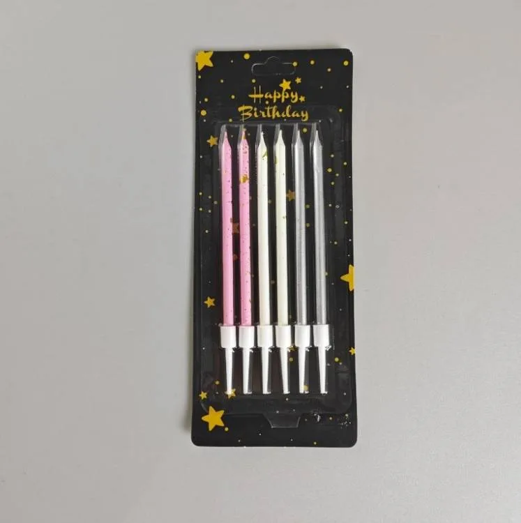 Svíčky Star růžové, bílé a stříbrné, 10 cm (6 ks)