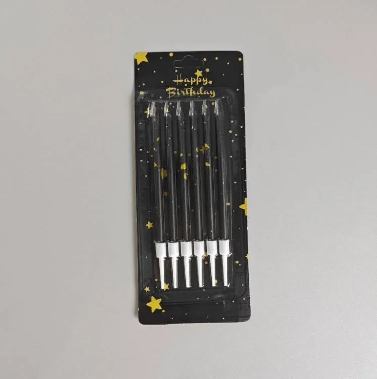 Dortové svíčky Star černé se zlatým zdobením, 10 cm (6 ks)
