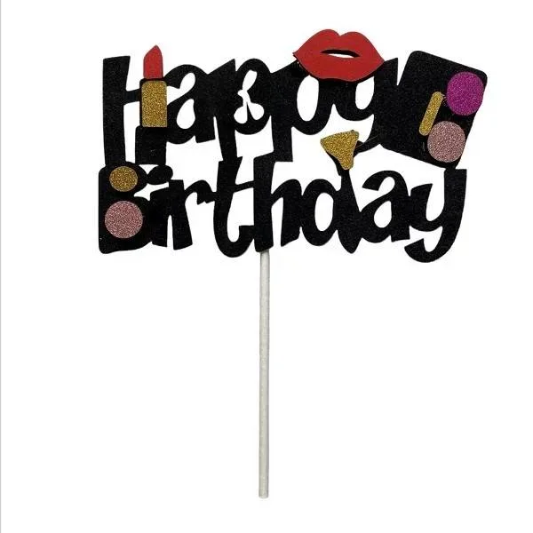 Zápich do dortu Happy Birthday s make-upem 13,5 cm