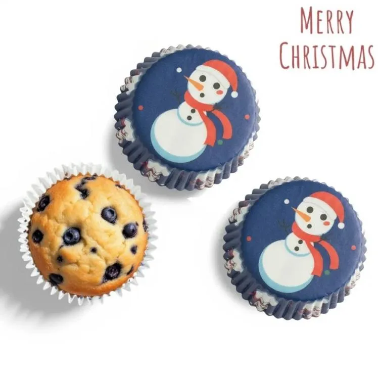 Košíčky na muffiny tmavě modré s vánočními motivy 5 × 3 cm (75 ks)