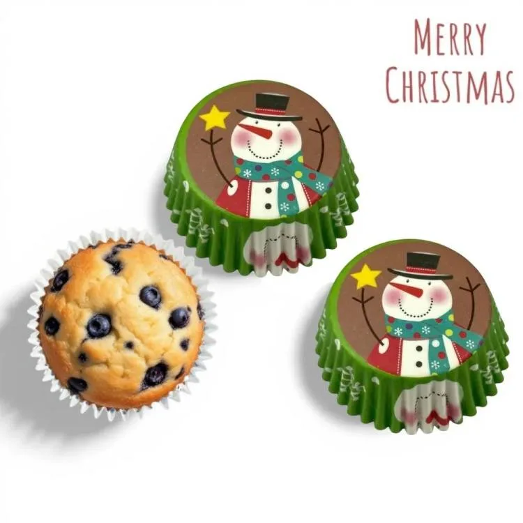Košíčky na muffiny zelené s vánočními motivy 5 × 3 cm (75 ks)