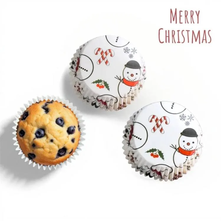 Košíčky na muffiny bílé s vánočními motivy 5 × 3 cm (75 ks)