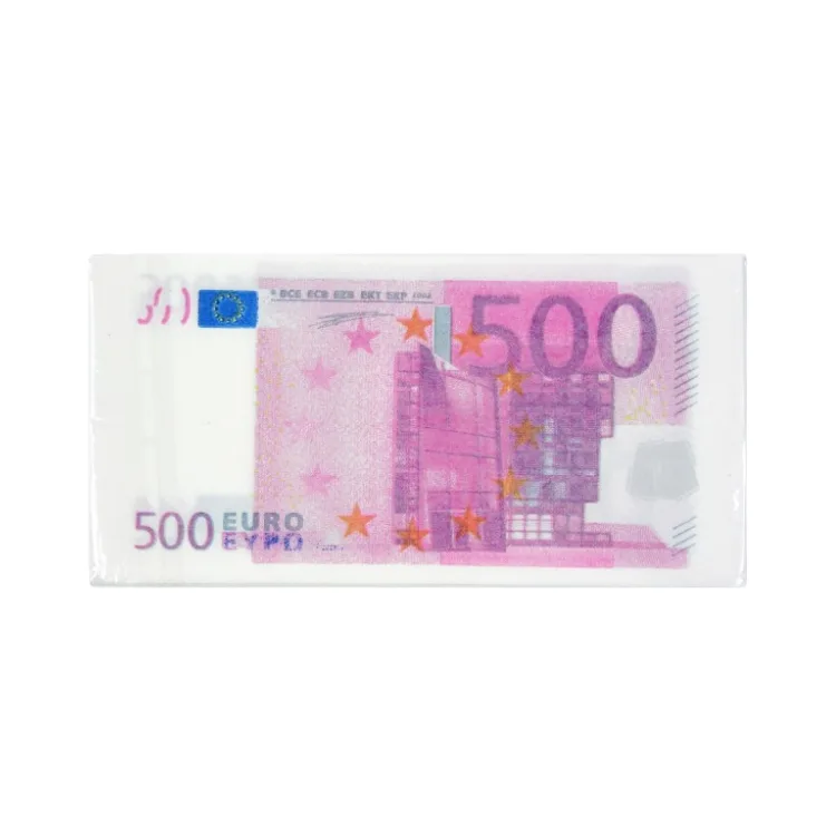 Ubrousky s motivem bankovky 500 EUR, 16,5 × 8 cm (15 ks)