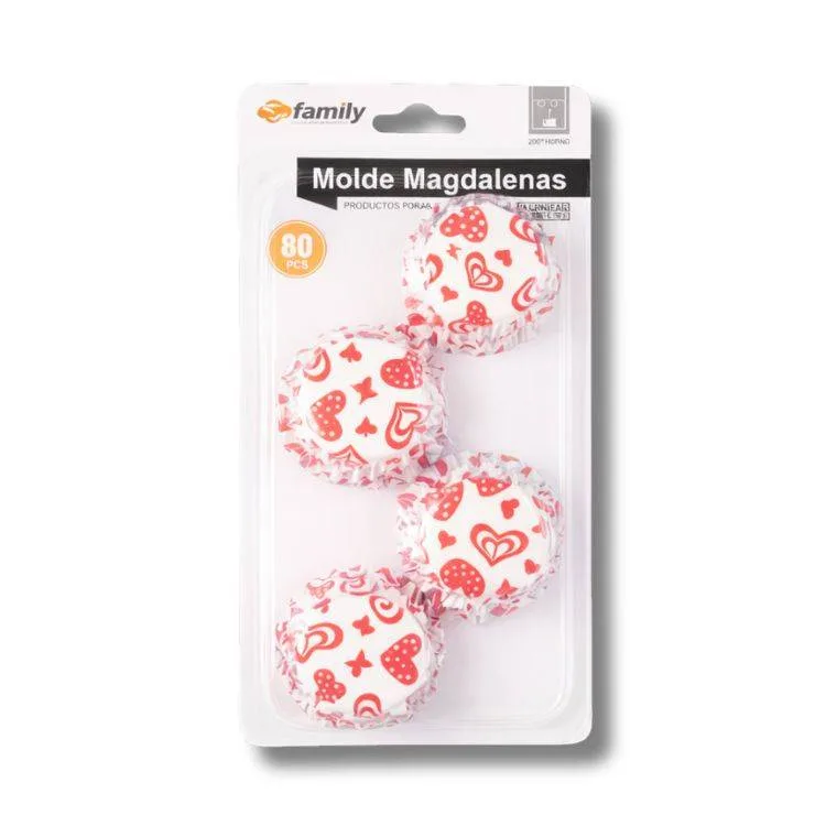 Košíčky na mini muffiny Srdíčka červená 3,2 × 2,2 cm (80 ks)